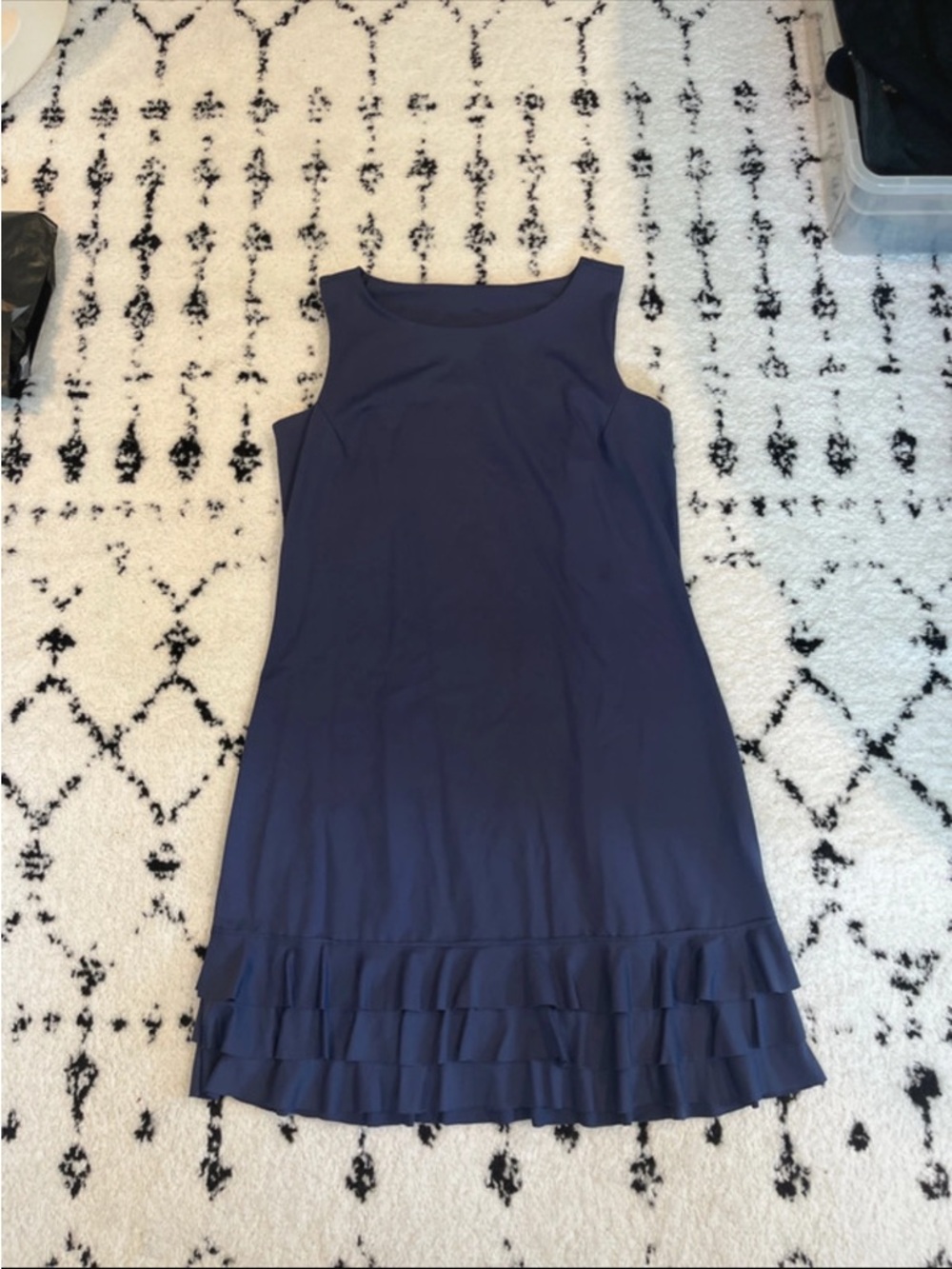 Vintage Navy Sleeveless Ruffle-Hem Mini Dress